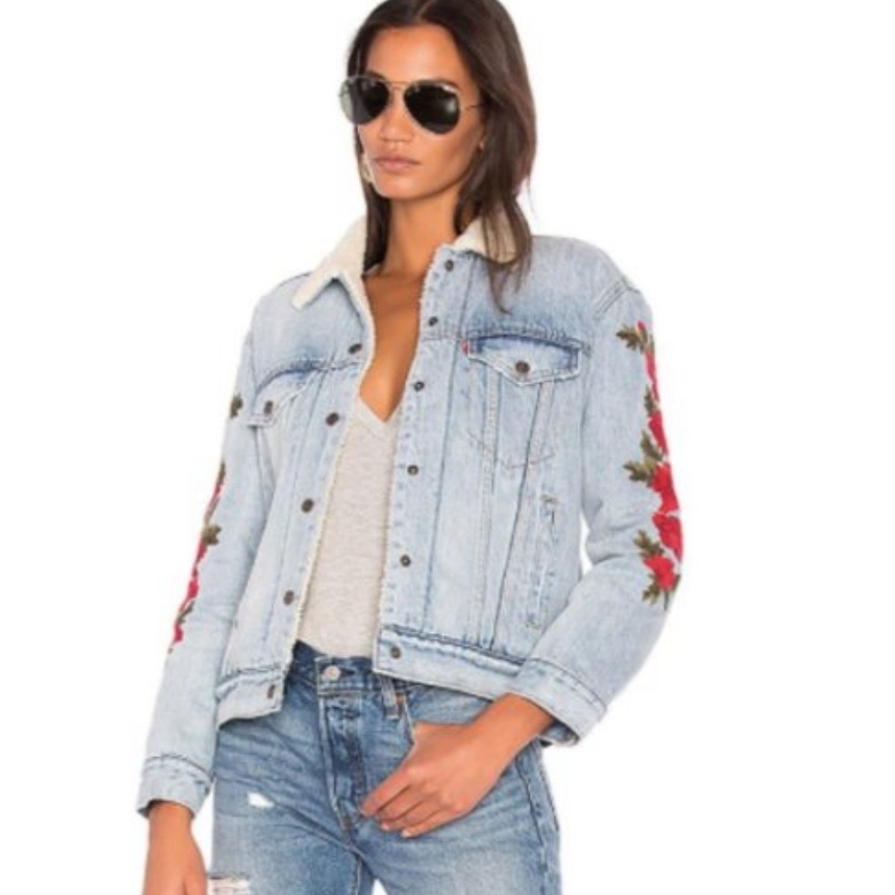 Levi’s XS flower wool jean jacket